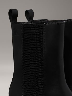 triple black leather chunky chelsea boots for women calvin klein jeans