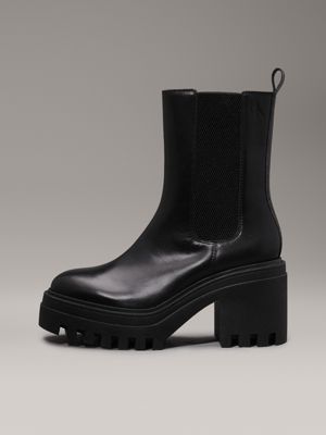 stivaletti pesanti in pelle con tacco triple black da donne calvin klein jeans