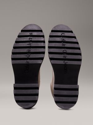 bottes à talons chunky en cuir eggshell/black pour femmes calvin klein jeans