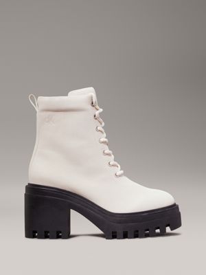 Black and white heel boots best sale