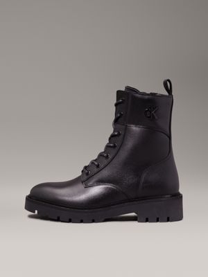 triple black leather boots for women calvin klein jeans