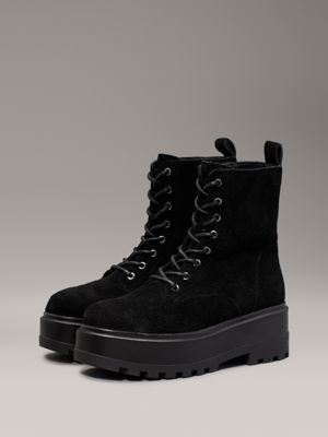 triple black suede platform boots for women calvin klein jeans