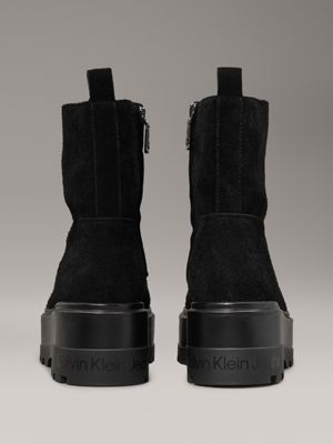 triple black suede platform boots for women calvin klein jeans