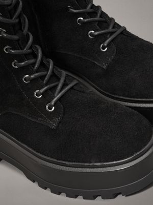 triple black suede platform boots for women calvin klein jeans