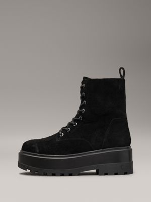 triple black suede platform boots for women calvin klein jeans