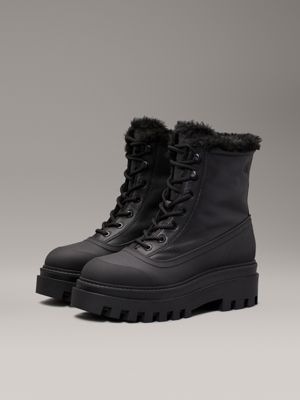 triple black leather winter platform boots for women calvin klein jeans