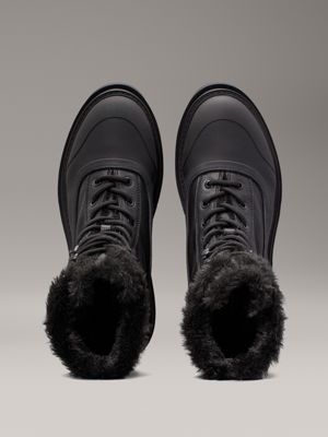 stivali platform invernali in pelle triple black da donne calvin klein jeans
