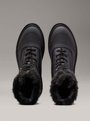 triple black leather winter platform boots for women calvin klein jeans