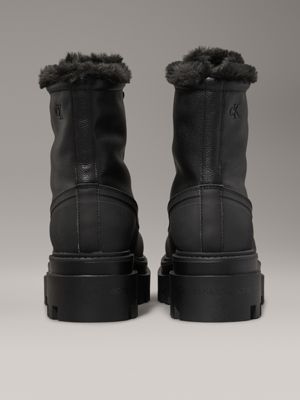 triple black leather winter platform boots for women calvin klein jeans