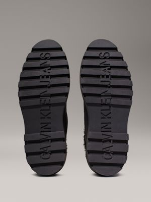 stivali platform invernali in pelle triple black da donne calvin klein jeans