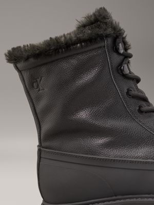 stivali platform invernali in pelle triple black da donne calvin klein jeans