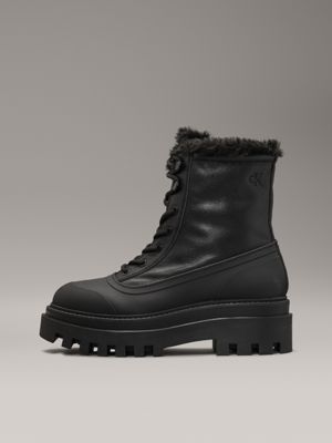 triple black leather winter platform boots for women calvin klein jeans