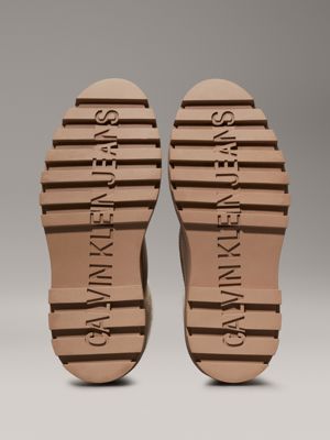 stivali platform invernali in pelle eggshell/savannah tan da donne calvin klein jeans