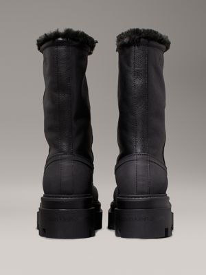 triple black leather winter platform boots for women calvin klein jeans