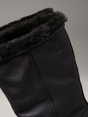 triple black leather winter platform boots for women calvin klein jeans