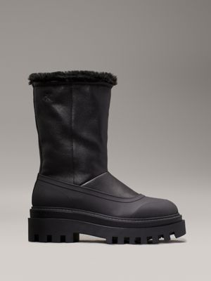 black leather winter platform boots for women calvin klein jeans