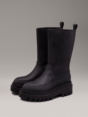 triple black leather platform rainboots for women calvin klein jeans