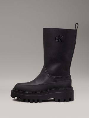 triple black leather platform rainboots for women calvin klein jeans