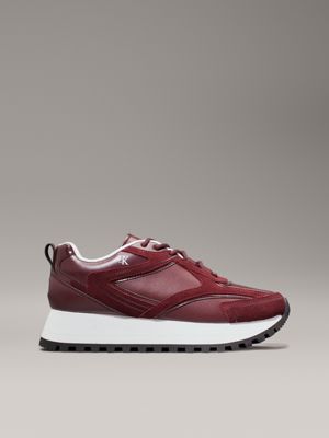 red faux leather trainers for women calvin klein jeans