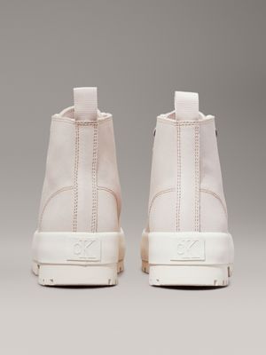 eggshell/creamy white suede lug high-top trainers for women calvin klein jeans