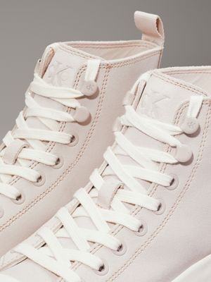 eggshell/creamy white suede lug high-top trainers for women calvin klein jeans