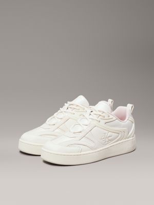 creamy white/peach whip high-top trainers for women calvin klein jeans