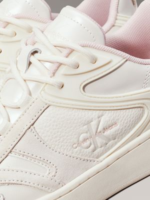 creamy white/peach whip high-top trainers for women calvin klein jeans