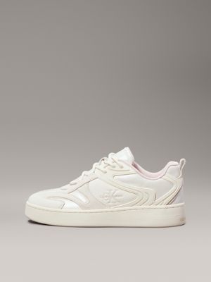 creamy white/peach whip high-top trainers for women calvin klein jeans