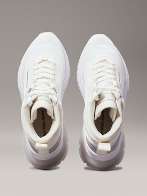 creamy white/bright white high-top wedge trainers for women calvin klein jeans