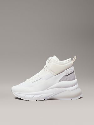 creamy white/bright white high-top wedge trainers for women calvin klein jeans