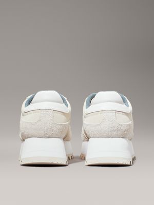 creamy white/eggshell suede trainers for women calvin klein jeans