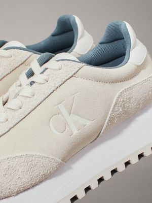 creamy white/eggshell suede trainers for women calvin klein jeans