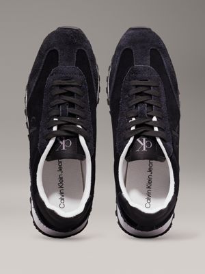 black/bright white suede trainers for women calvin klein jeans