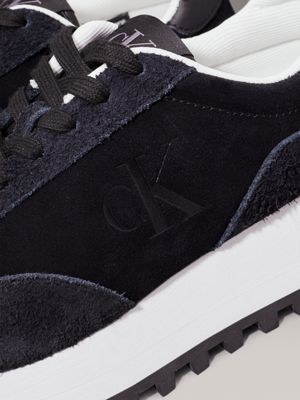 black/bright white suede trainers for women calvin klein jeans