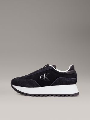 black/bright white suede trainers for women calvin klein jeans