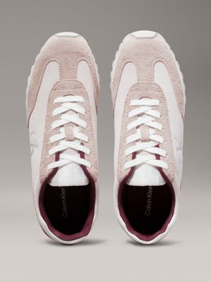 lilac ash/bright white suede trainers for women calvin klein jeans