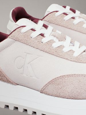 lilac ash/bright white suede trainers for women calvin klein jeans