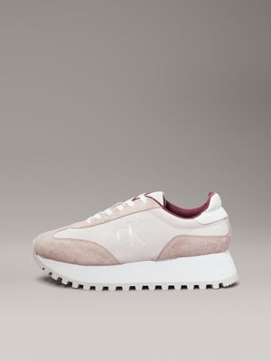 lilac ash/bright white suede trainers for women calvin klein jeans