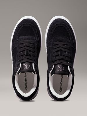 black/bright white suede platform trainers for women calvin klein jeans