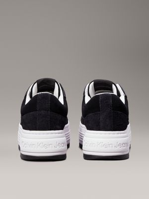 black/bright white suede platform trainers for women calvin klein jeans