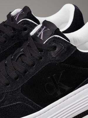 black/bright white suede platform trainers for women calvin klein jeans