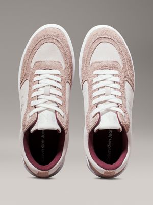 lilac ash/bright white suede platform trainers for women calvin klein jeans