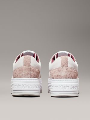 lilac ash/bright white suede platform trainers for women calvin klein jeans