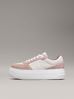 lilac ash/bright white suede platform trainers for women calvin klein jeans