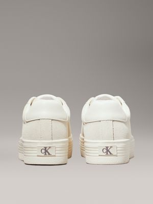 creamy white/bright white suede platform trainers for women calvin klein jeans