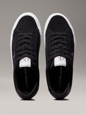 black/bright white suede platform trainers for women calvin klein jeans