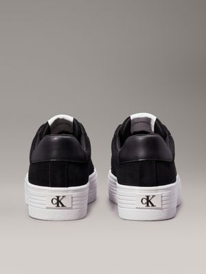 black/bright white suede platform trainers for women calvin klein jeans