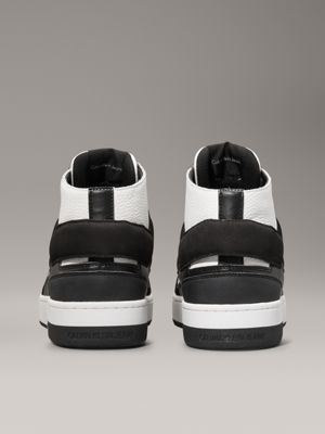 black/bright white leather high-top trainers for women calvin klein jeans