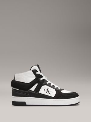 black leather high-top trainers for women calvin klein jeans