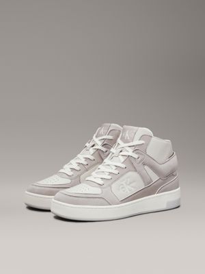 sneaker a collo alto in pelle eggshell/goat da donne calvin klein jeans